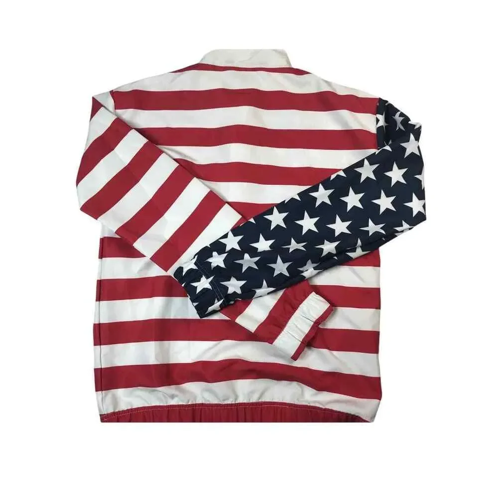 Shinestry Long Sleeve Pullover Zip American Flag Stars Stripes July 4 sz‎ S